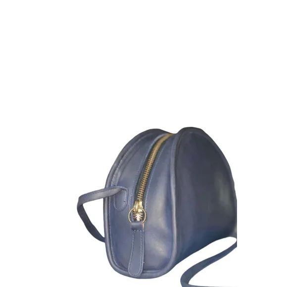 COACH VINTAGE KIMBALL “Taco/Half Moon Bag”Navy Blue LEATHER Dome USA - Picture 6 of 8